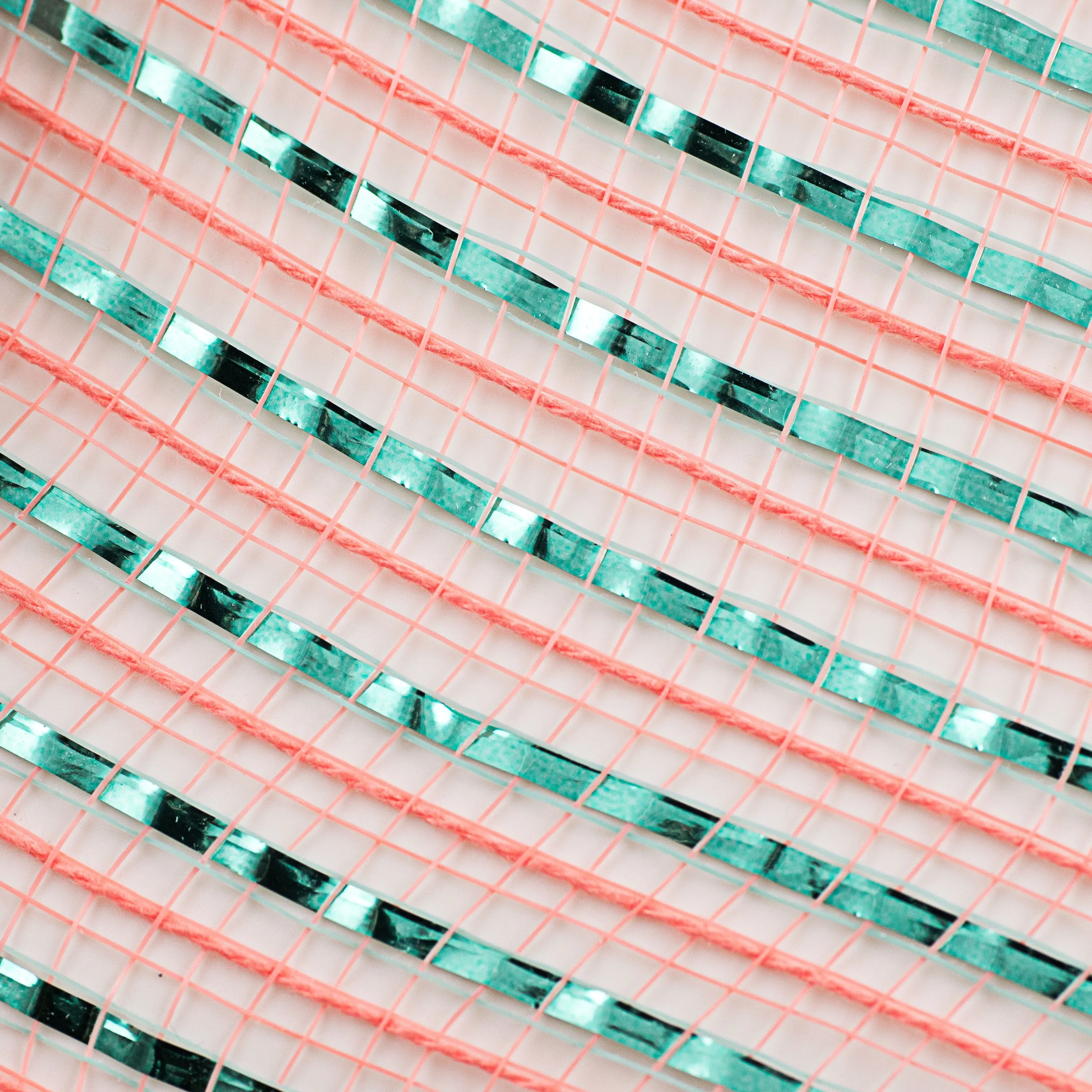 21" All Foil Thick Metallic Mesh: Coral & Aqua