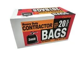 42 Gal 3 MIL Heavy Duty Trash Bags 20pc