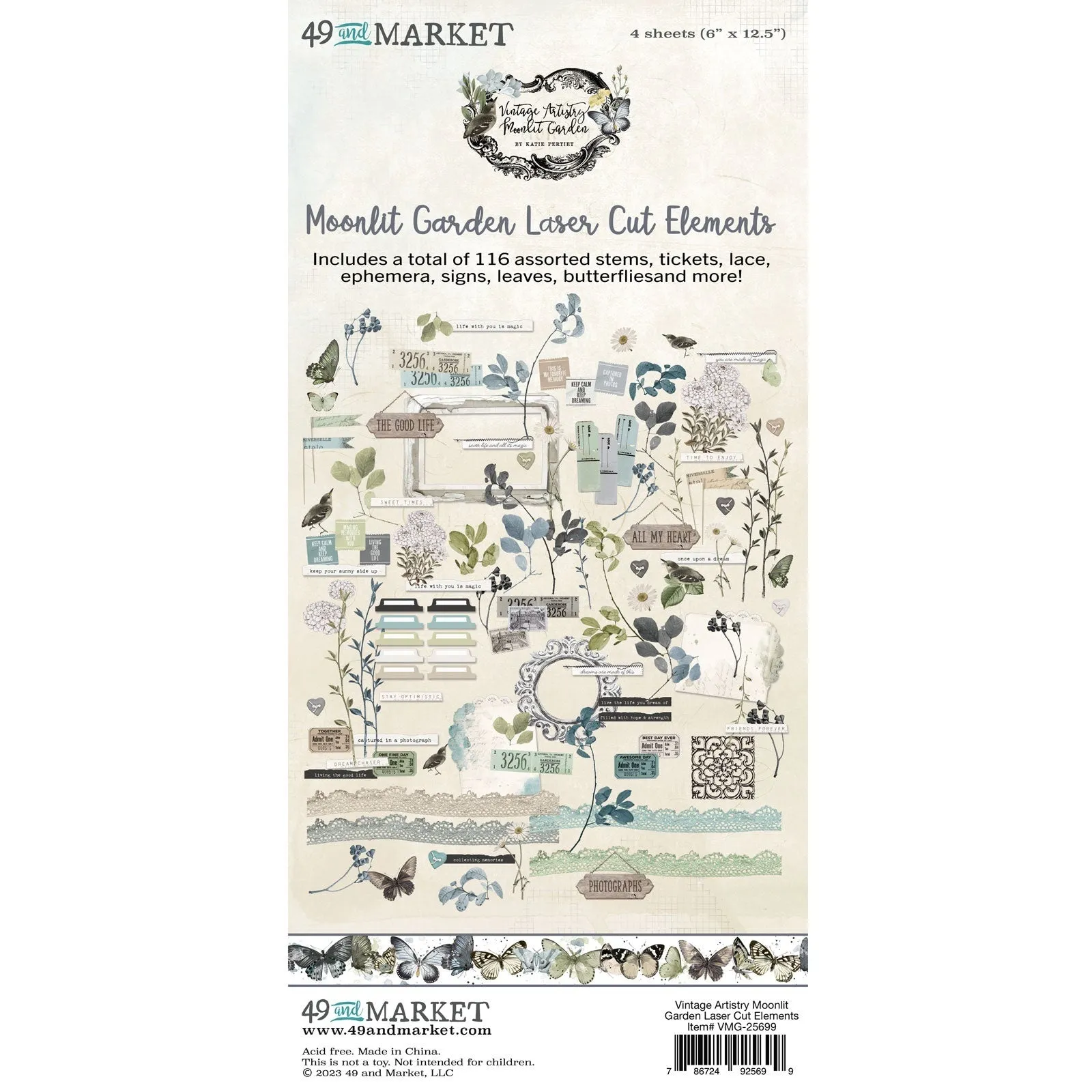 49 & Market- Vintage Artistry   MoonLit Garden - Laser Cuts Elements