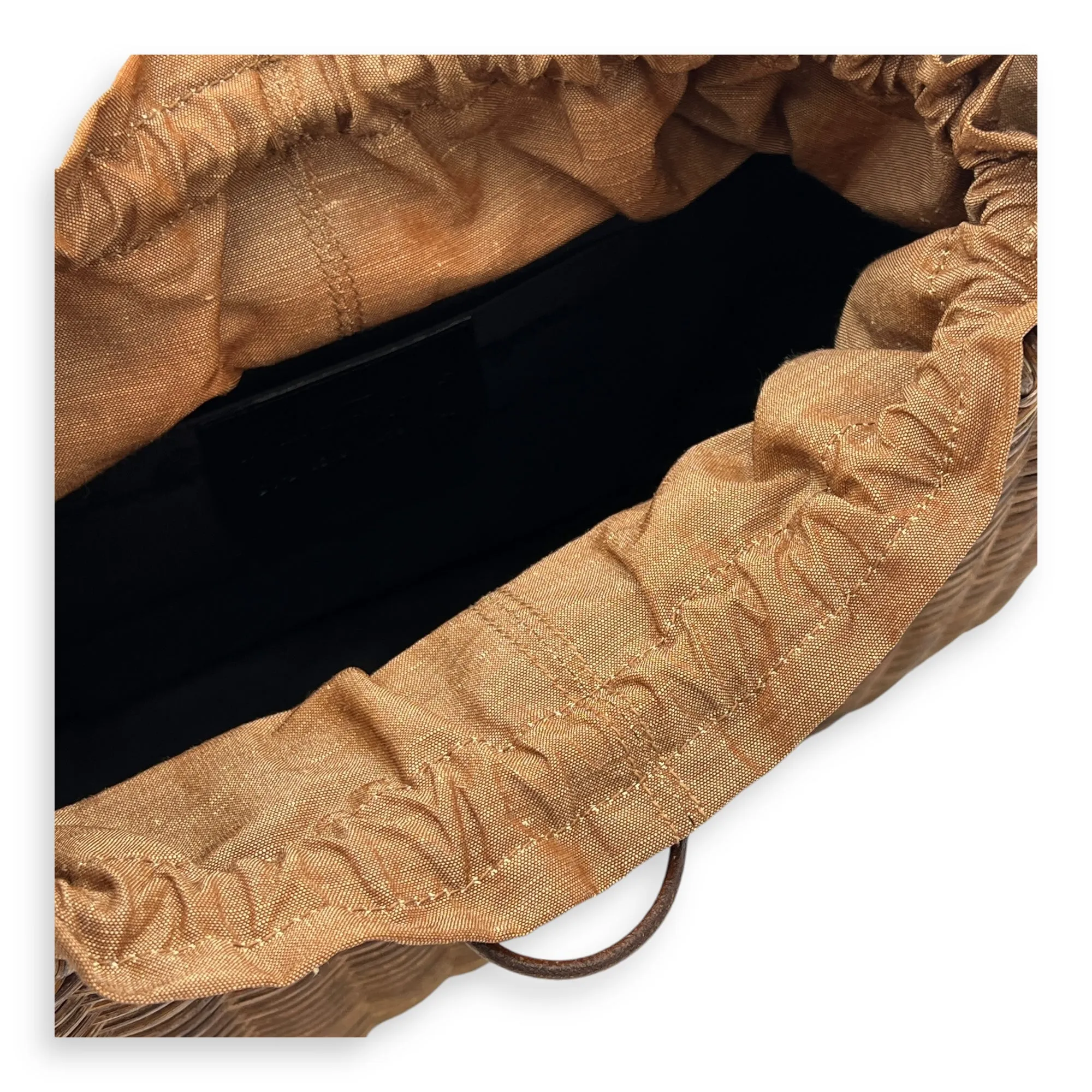 Basket Brown Shoulder Bag in Rattan