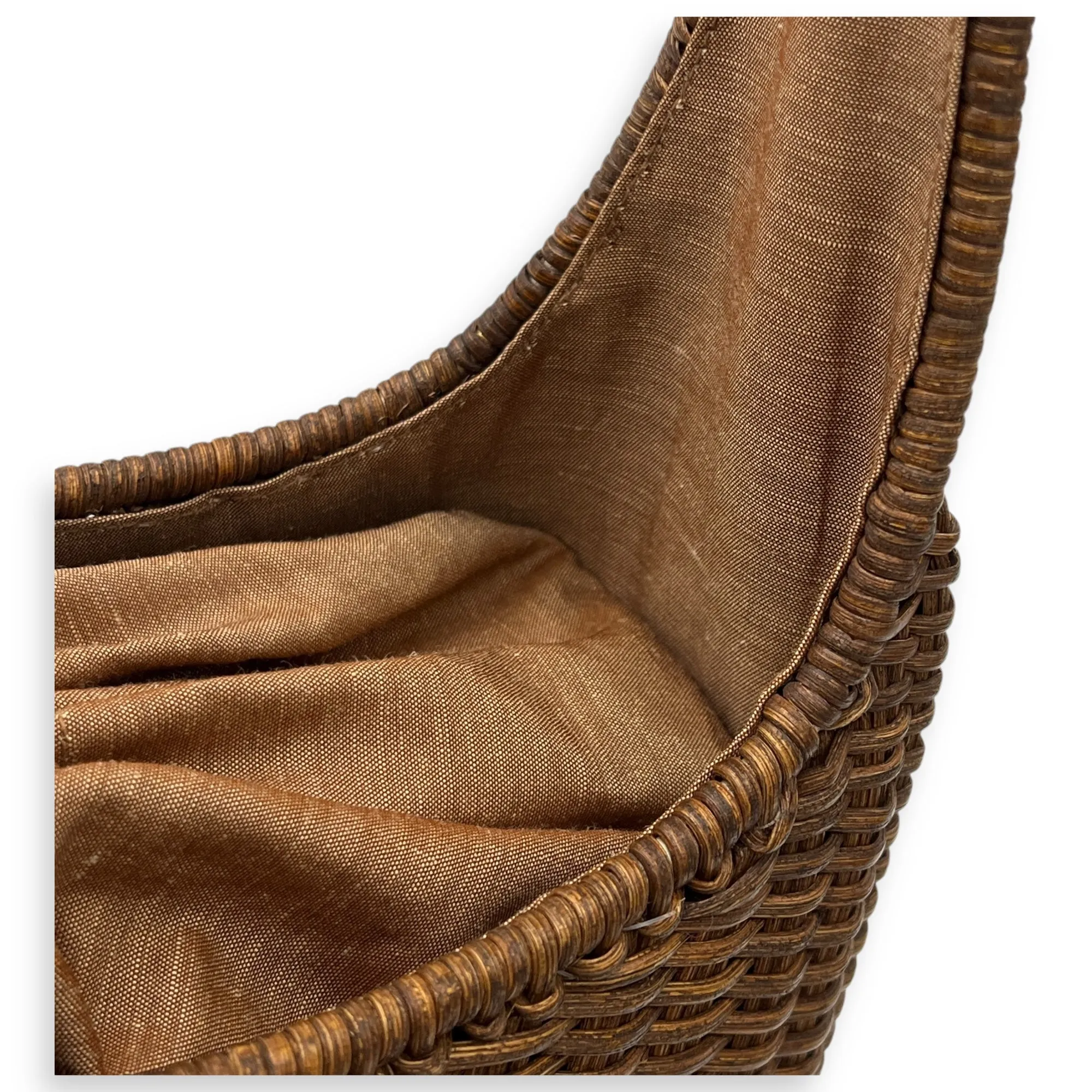Basket Brown Shoulder Bag in Rattan