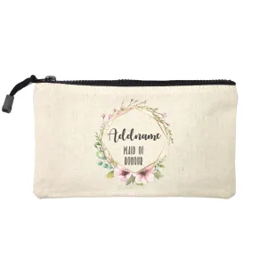 Bridesmaid Floral Modern Pink with Geometric Frame Maid of Honour Addname Mini Accessories Stationery Pouch