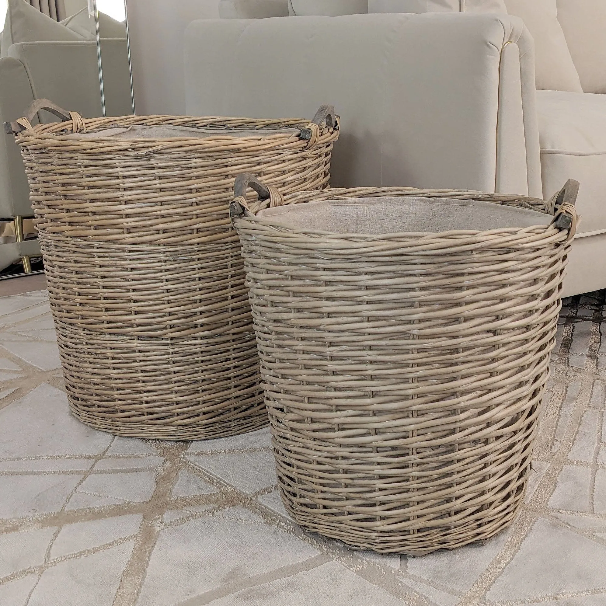 Brynn Large Decorative Wicker Baskets - Set of 2