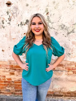 Carolyn Puff Sleeve V- Neck Top