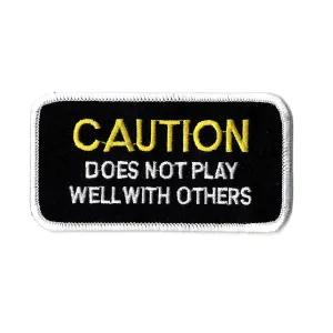 Caution embroidered iron on patch