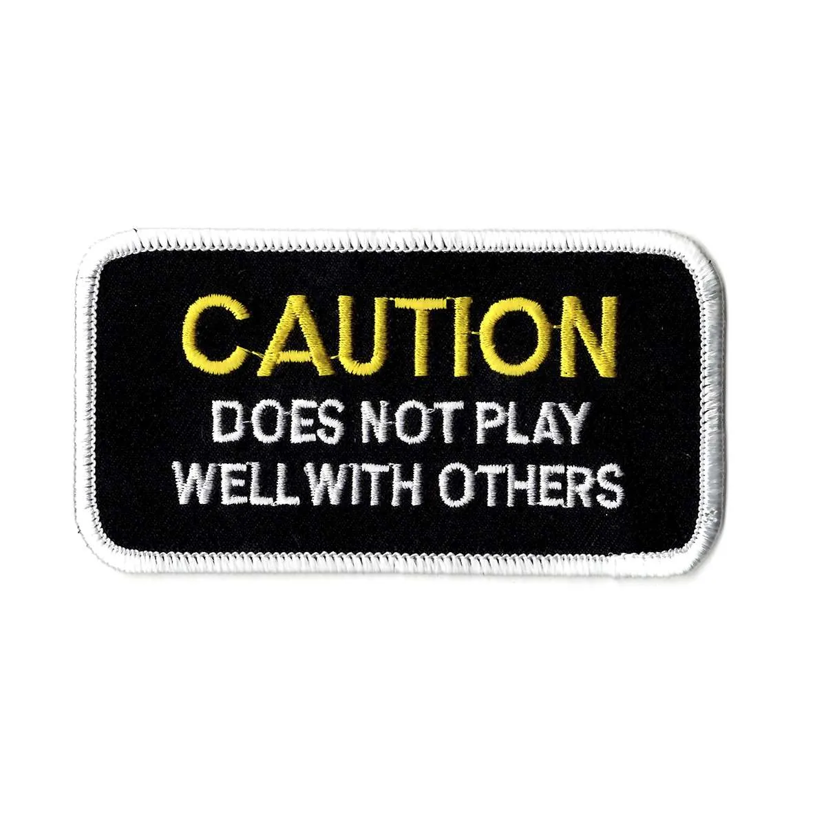 Caution embroidered iron on patch