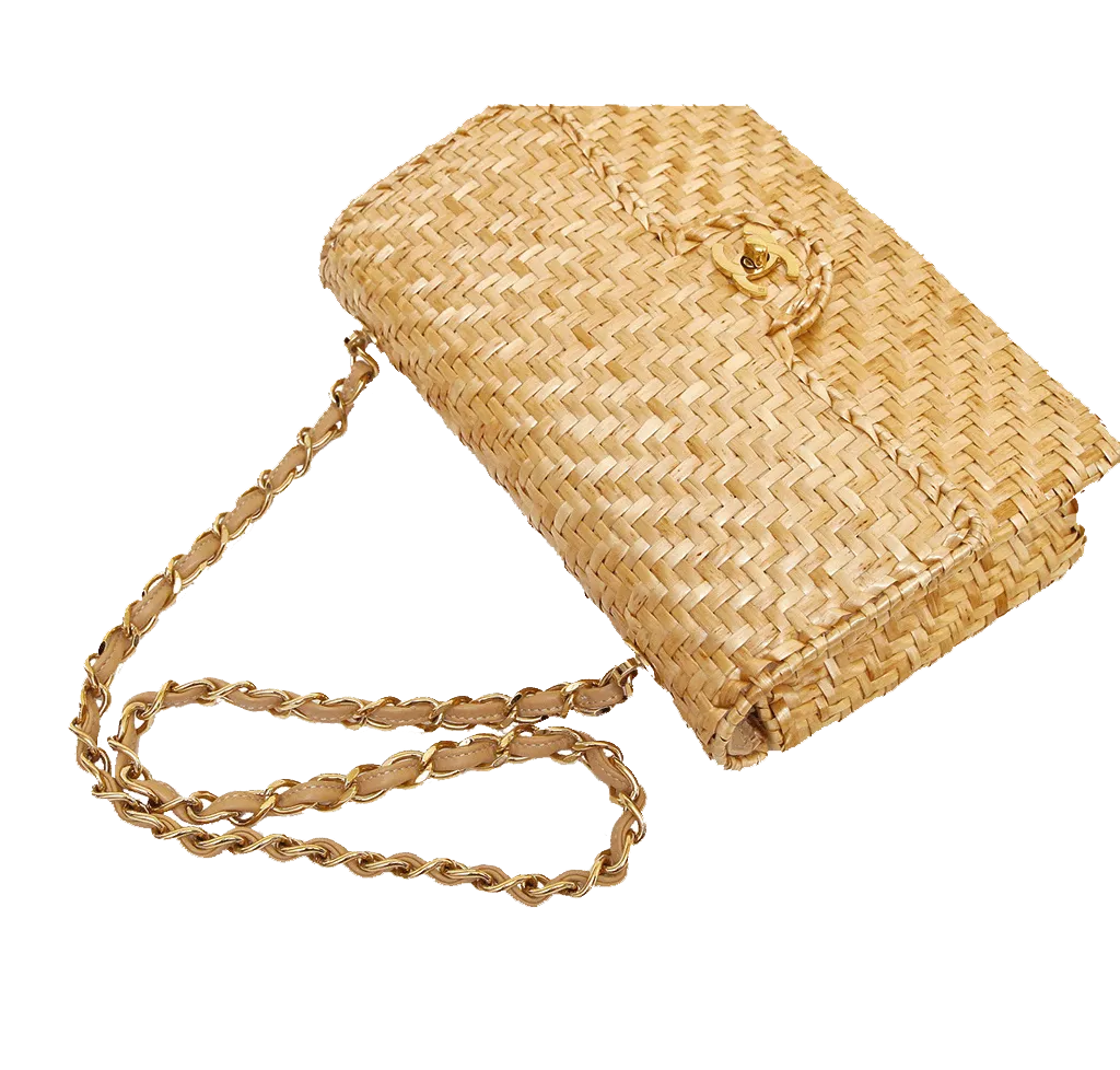 Chanel Classic Single Flap Bag Rattan Wicker