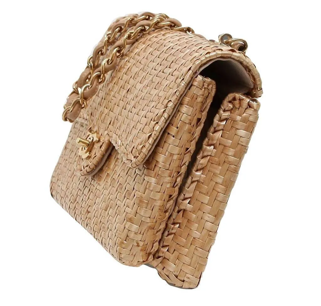 Chanel Classic Single Flap Bag Rattan Wicker