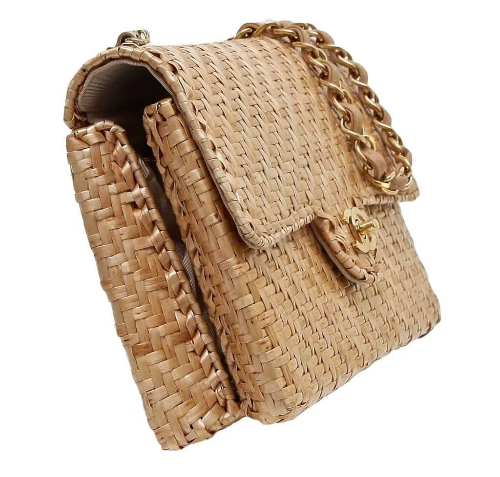 Chanel Classic Single Flap Bag Rattan Wicker