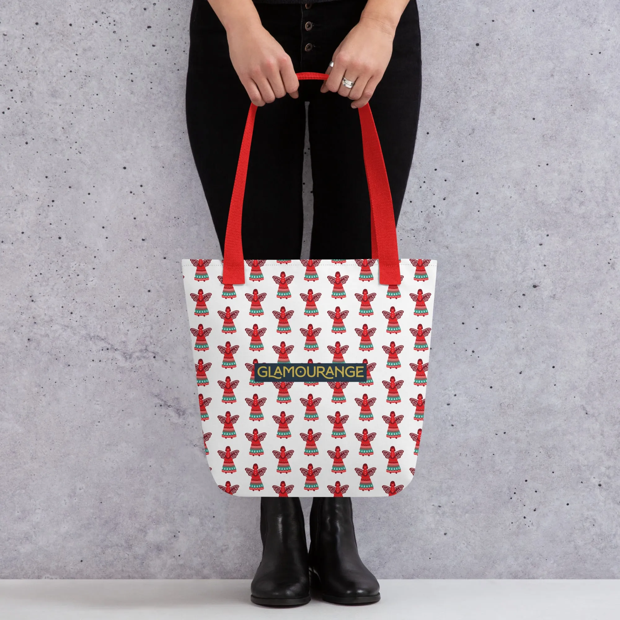 Christmas Tote Bag - Christmas Angel (Glamourange Festive Pattern Christmas Tote Bags)