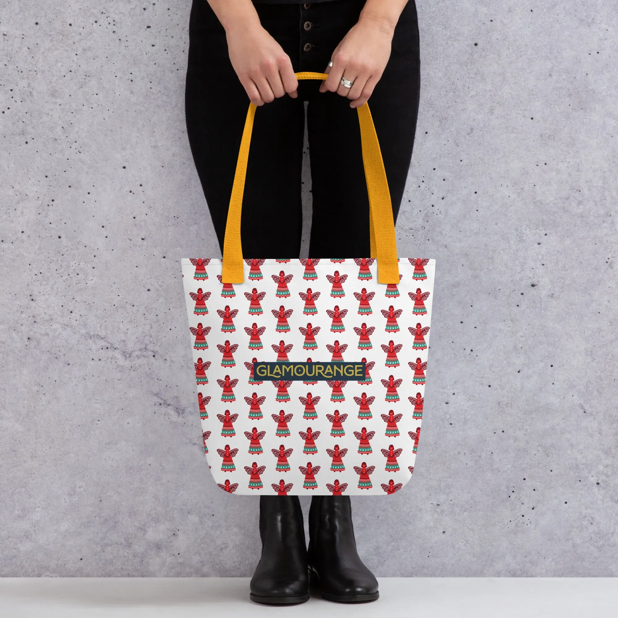 Christmas Tote Bag - Christmas Angel (Glamourange Festive Pattern Christmas Tote Bags)