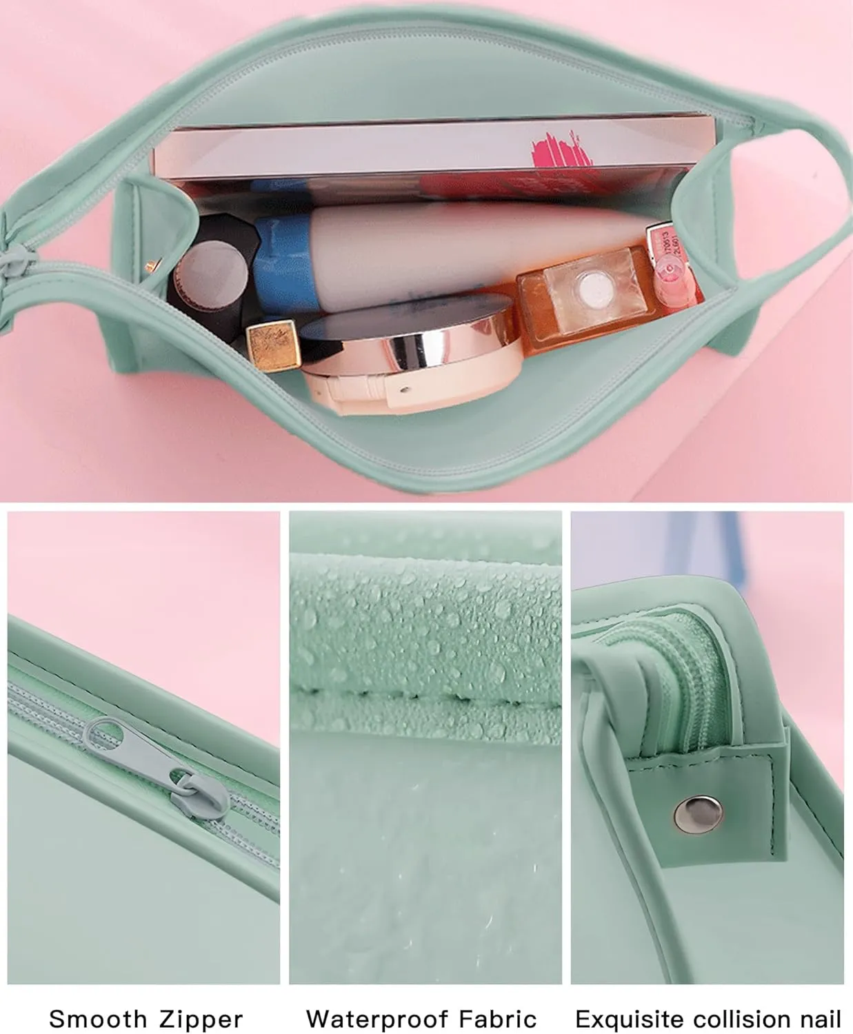 COSHAYSOO Clear Makeup Bag Sunscreen Pouch with Preppy Letter Patch for Women Teenager Girls Travel Cosmetic Toiletry Goggles Pool Beach Summer Stuff Accessories-Blue SUN