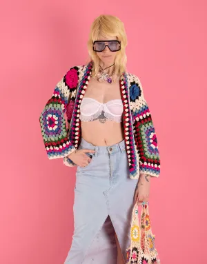 Crochet patch cardigan
