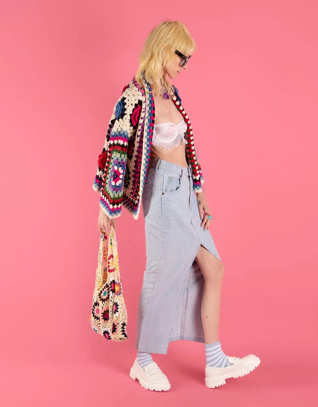 Crochet patch cardigan
