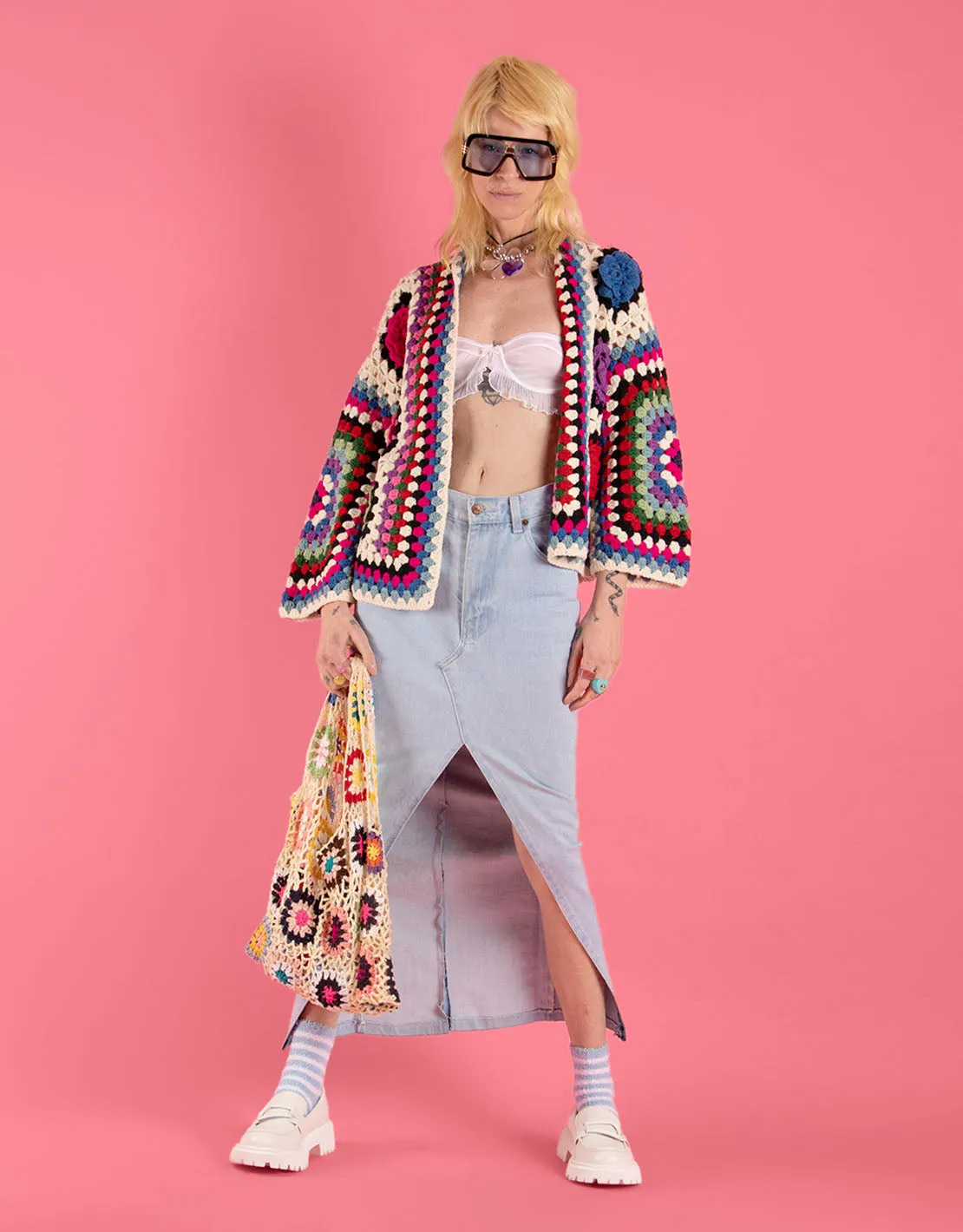 Crochet patch cardigan
