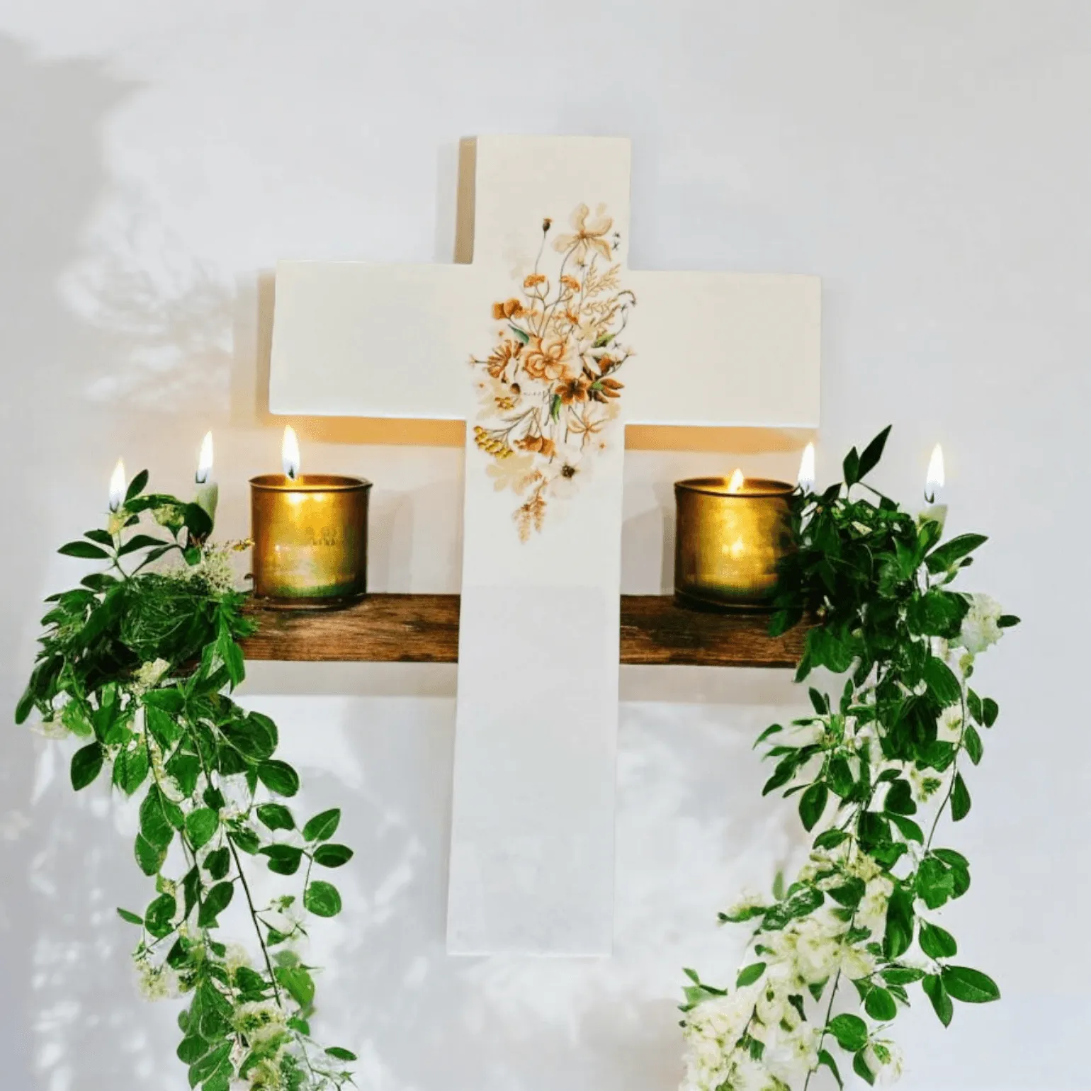 Cross Floral Spring Flowers Home Garden Wall Decoration