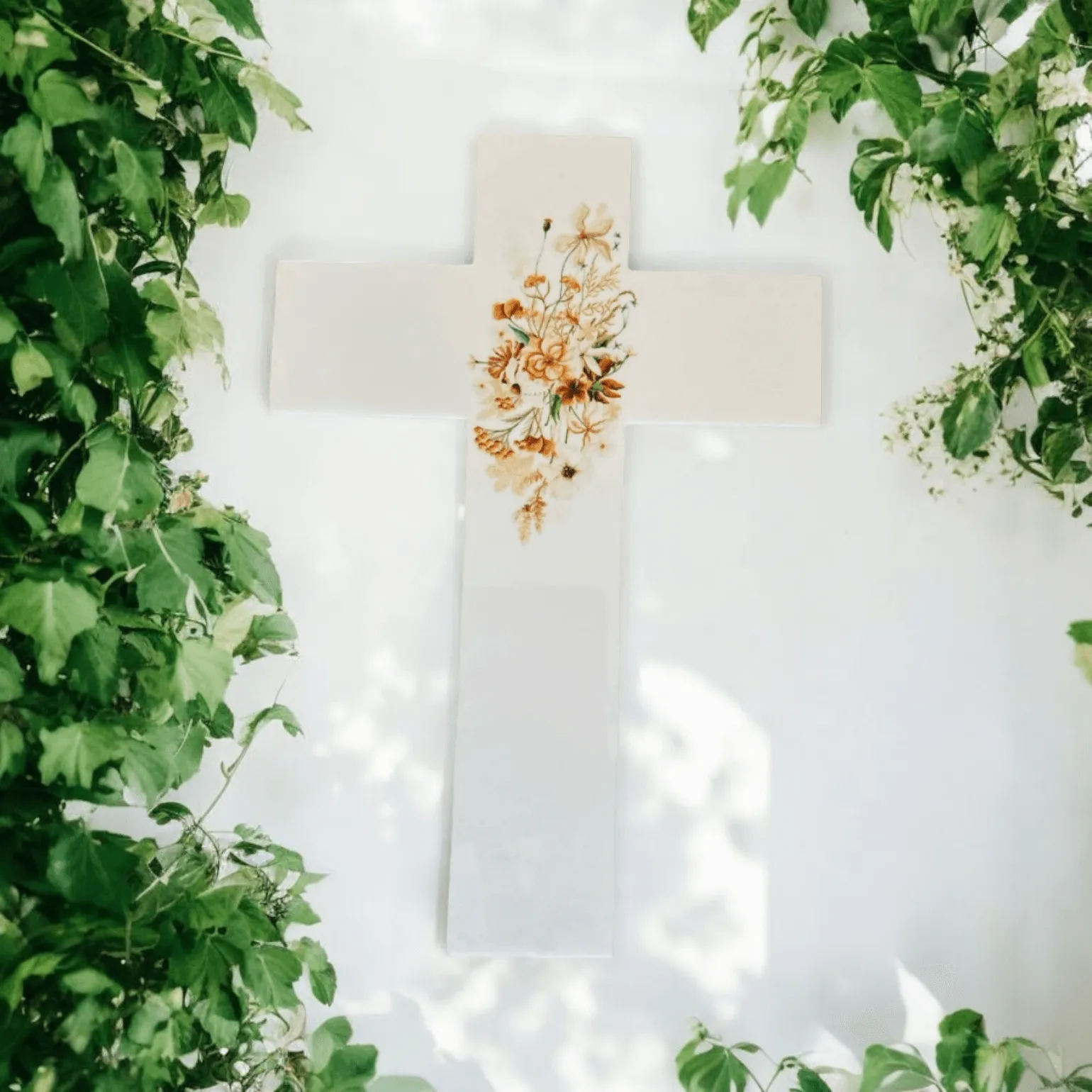 Cross Floral Spring Flowers Home Garden Wall Decoration