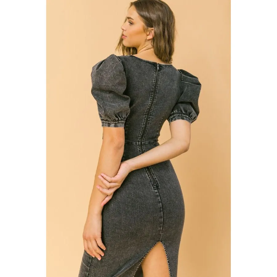 Denim Puff Dress - Final Sale