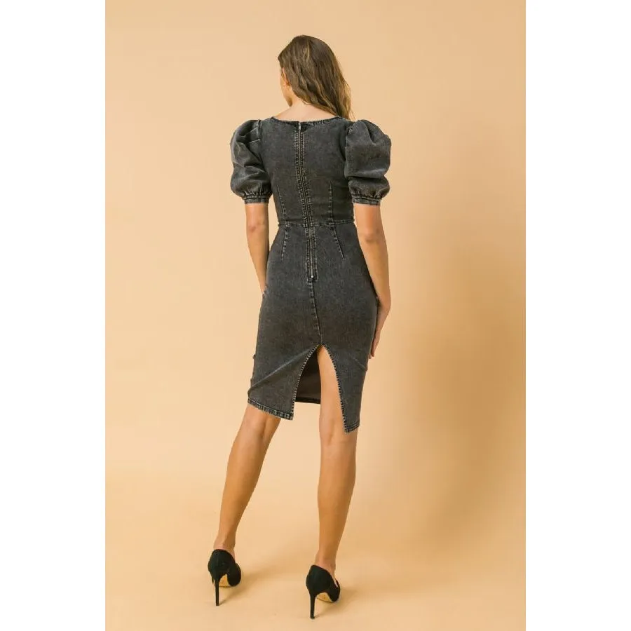 Denim Puff Dress - Final Sale