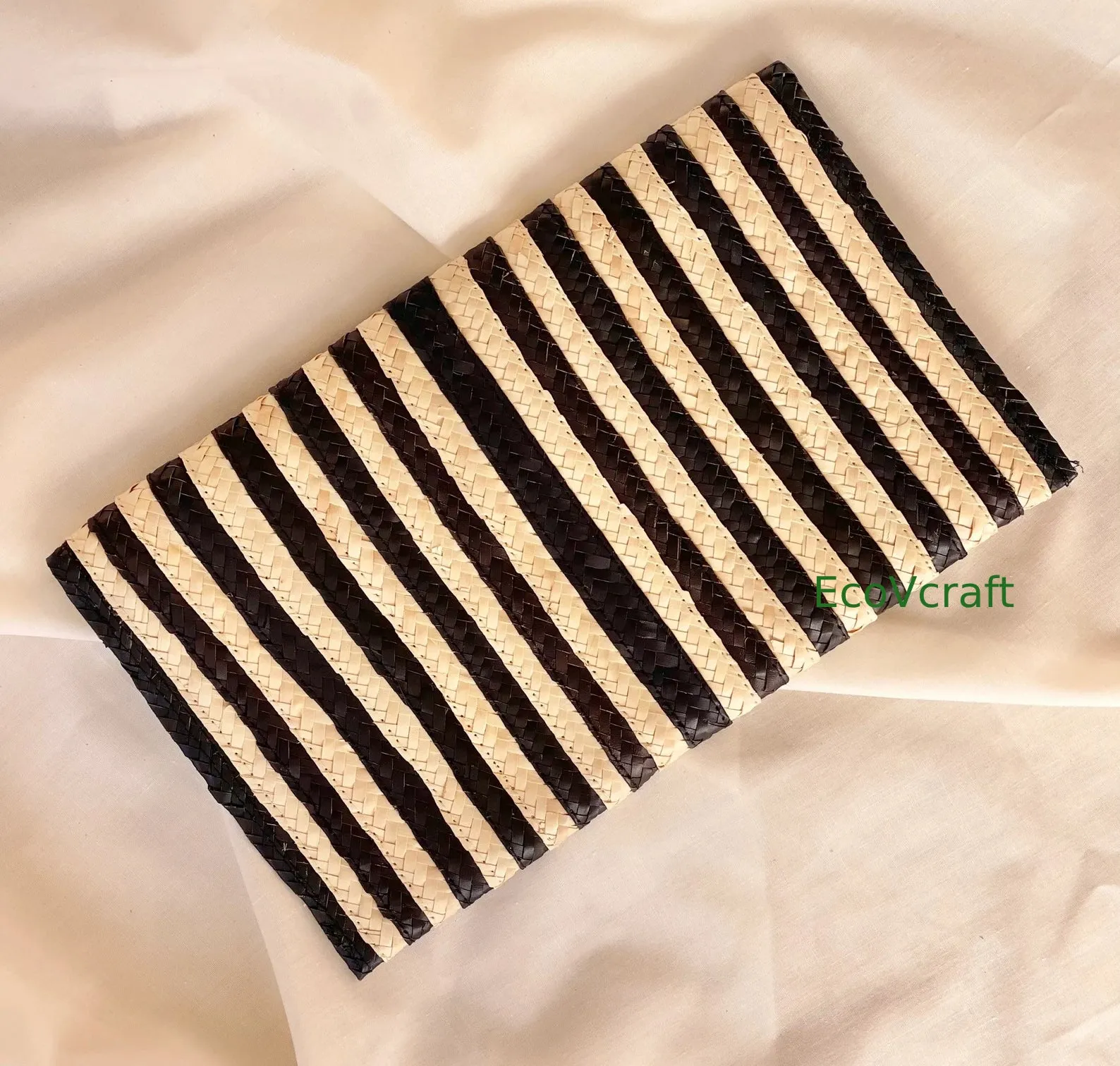 Envelope Natural Black and White Rectangular Clutch Bag