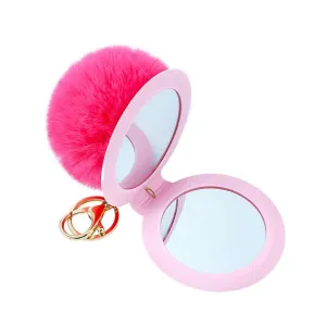 Fluffy Pompom Keychain with Mirror