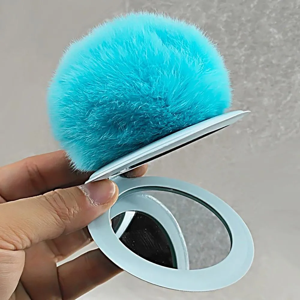 Fluffy Pompom Keychain with Mirror