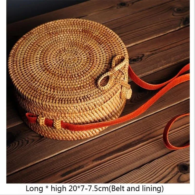 Hand-Woven Rattan Bag Embroidery Shoulder Crossbody Bags