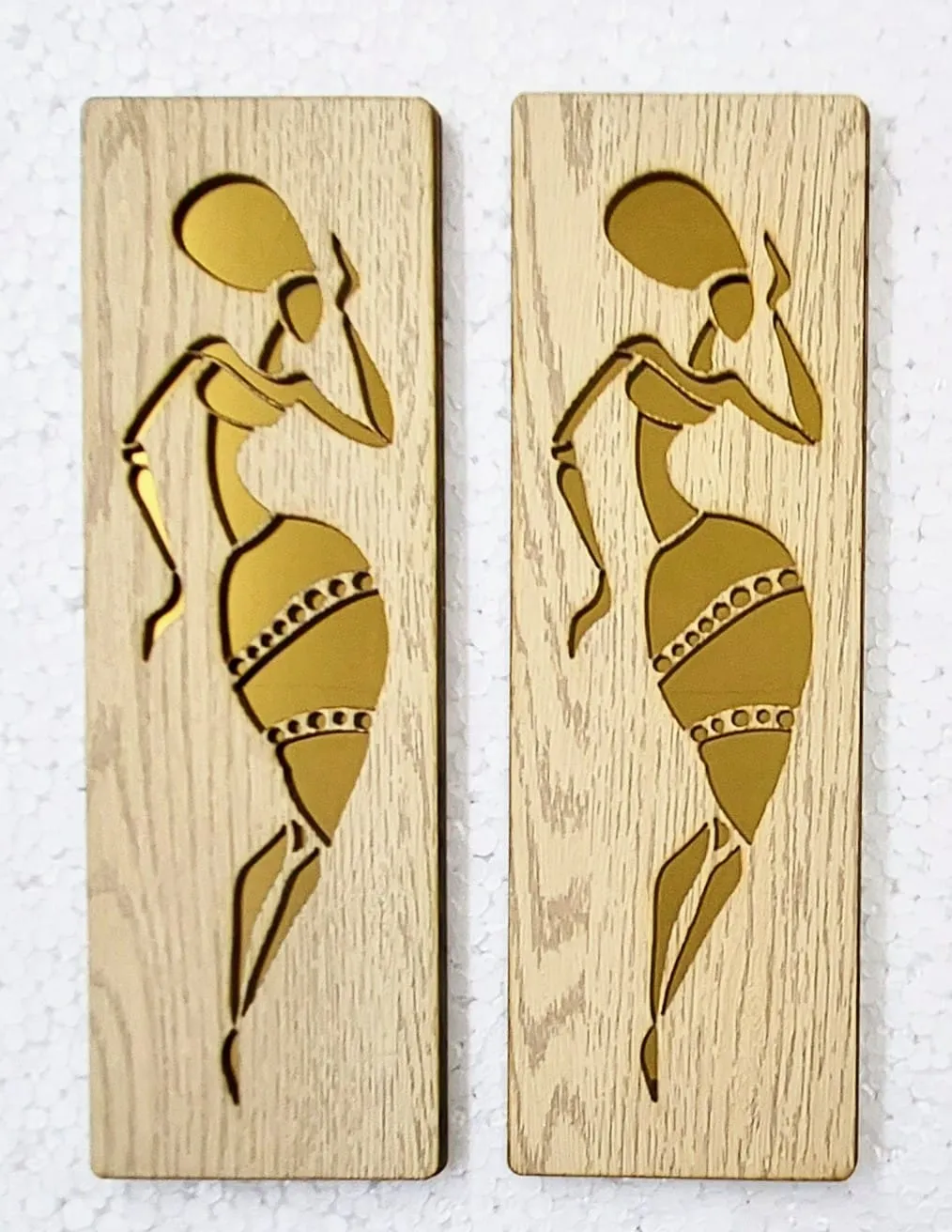 Home, Wall Decor with Laser Cut Golden Effect on Pinewood for Office ( 12X15 Inch, 3Pcs Set)