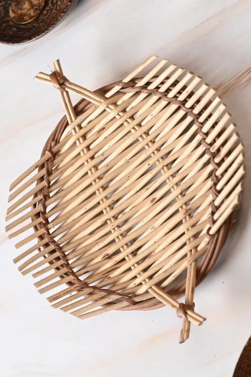 Kadam Haat Handmade Wicker Small Tray - White