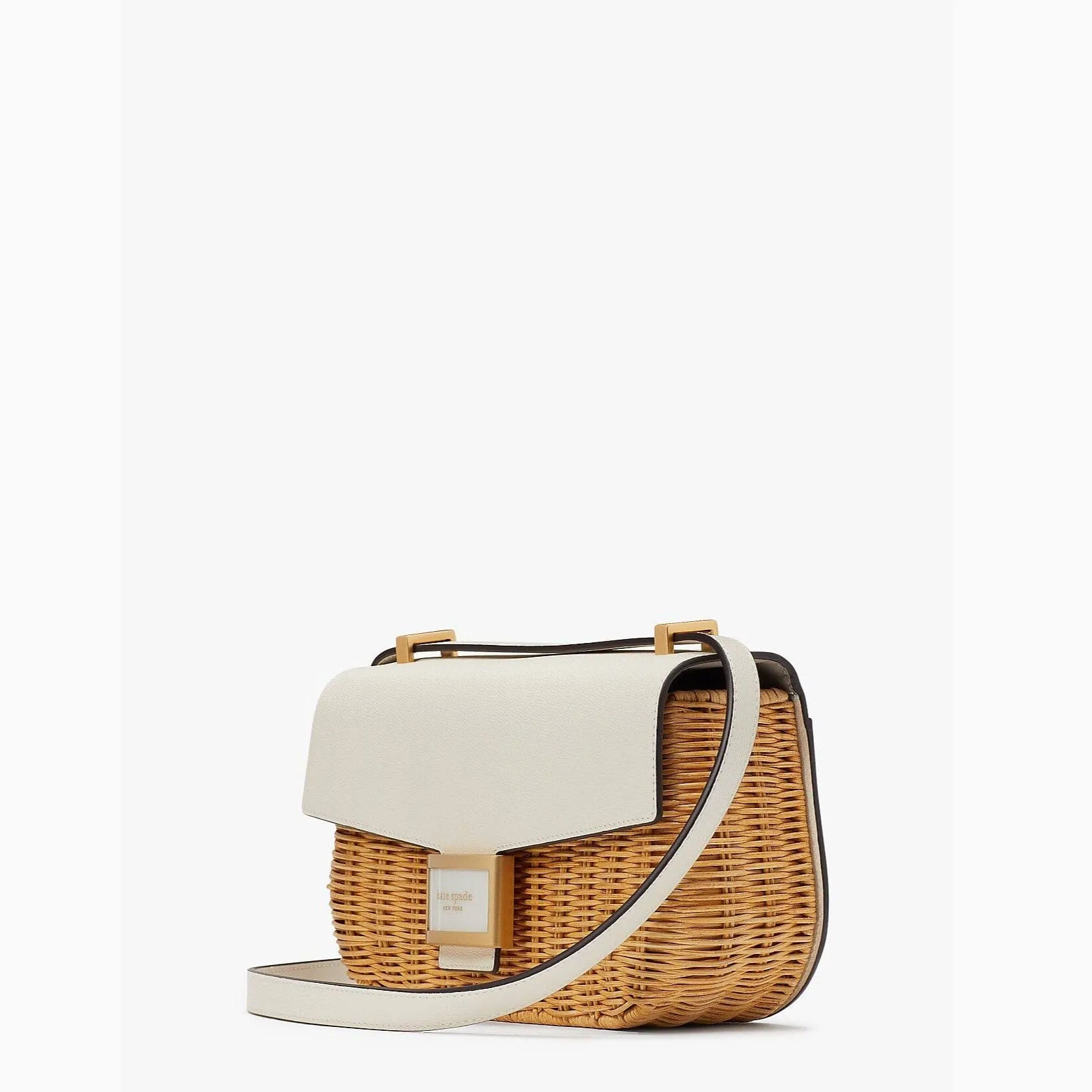 Kate Spade Katy Wicker Medium Convertible Shoulder Bag Halo White