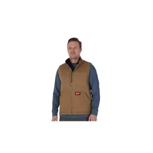 Milwaukee 801BR-XL Men's Heavy-Duty Sherpa-Lined Vest With 5-Pockets, XL Brown