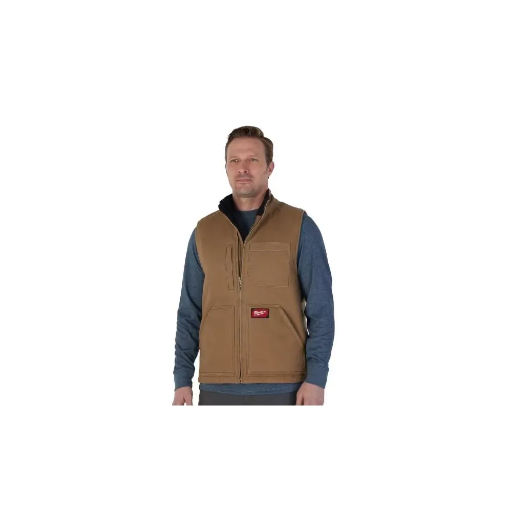 Milwaukee 801BR-XL Men's Heavy-Duty Sherpa-Lined Vest With 5-Pockets, XL Brown