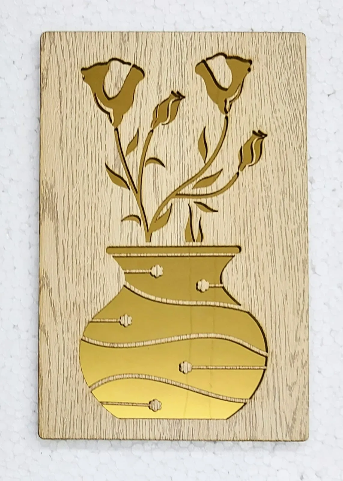 Pinewood Home Decor with laser Cut Golden Effect For Hotels, pubs, restaurant, gym decor (3Pcs Set, 16X24 Inch)