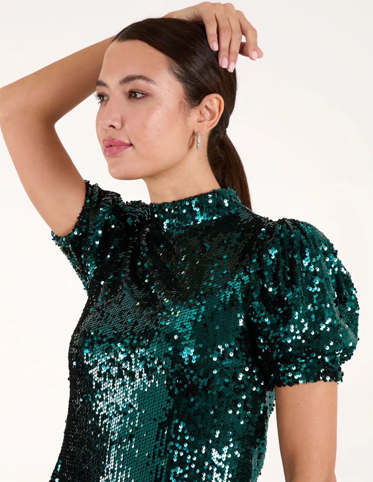 Puff Sleeve Sequin Dress