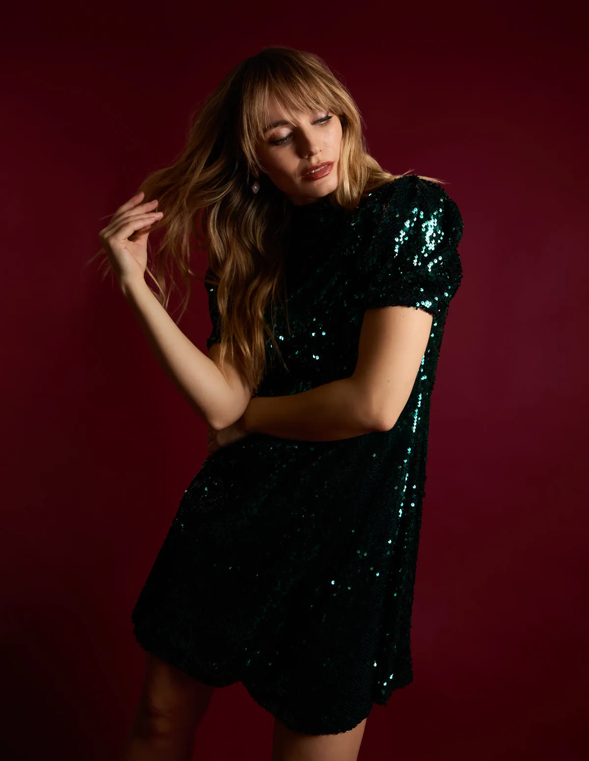 Puff Sleeve Sequin Dress
