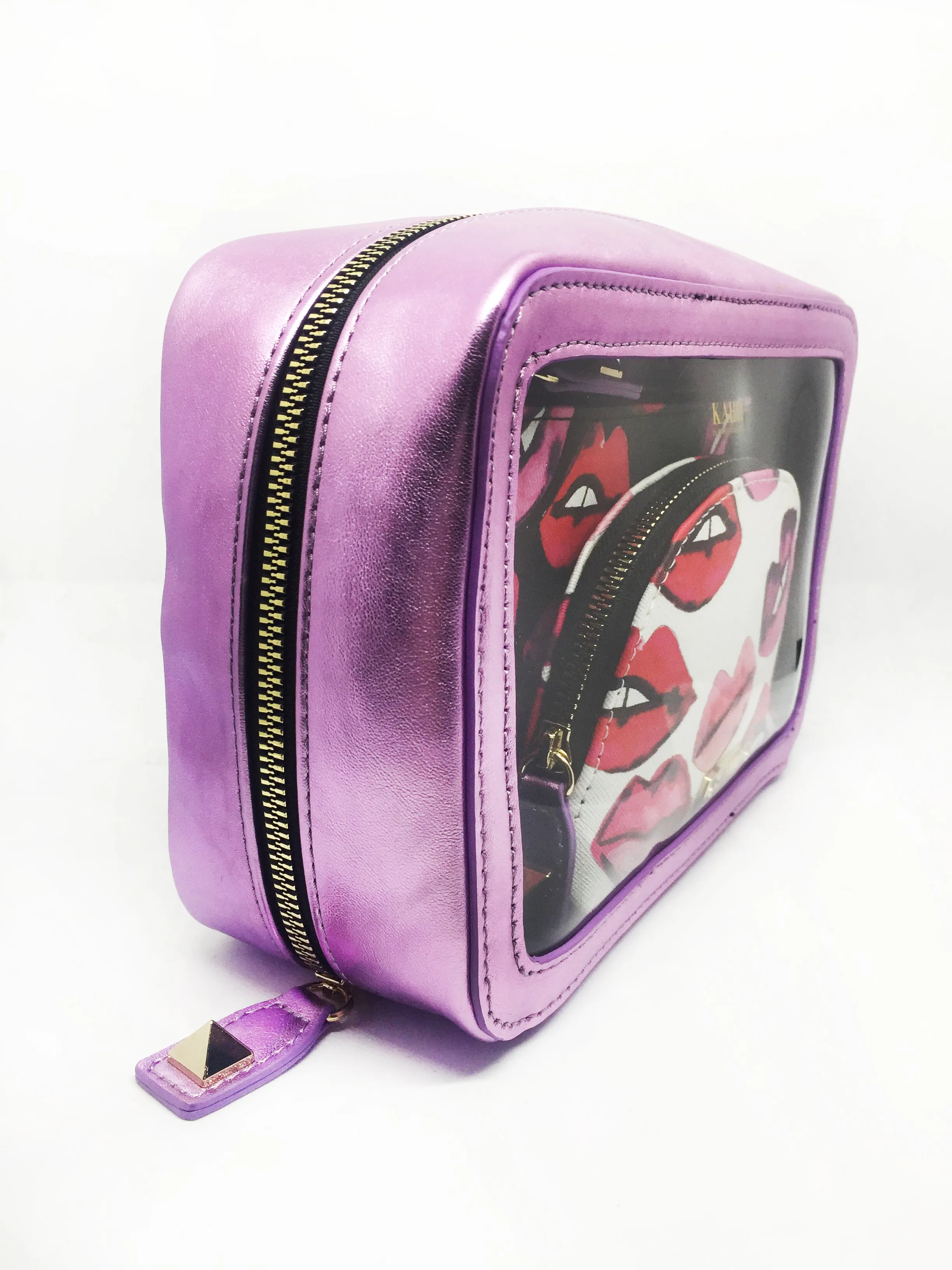 Purple Lips 3 Piece Cosmetic Bag Set
