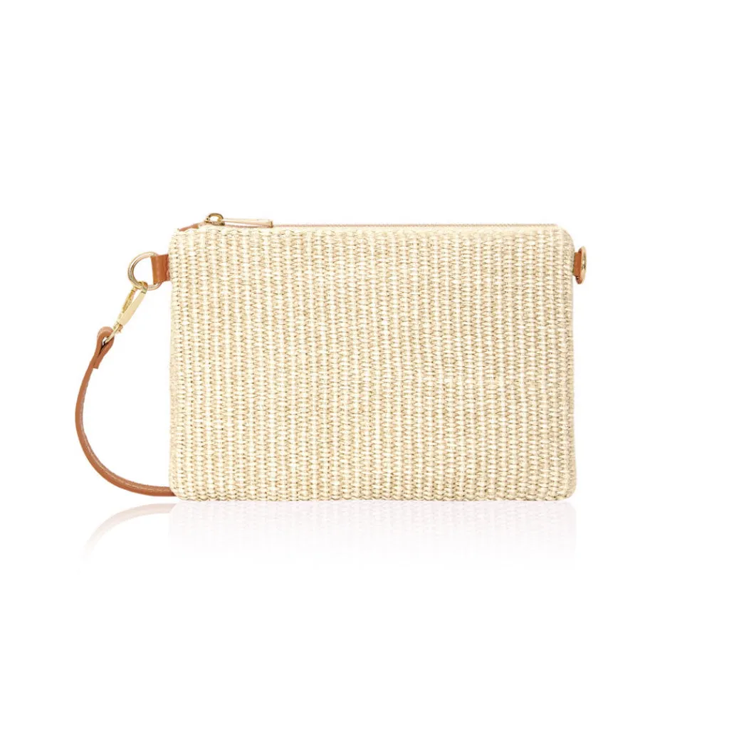 Raffia Woven Crossbody / Wristlet Bags | Cream