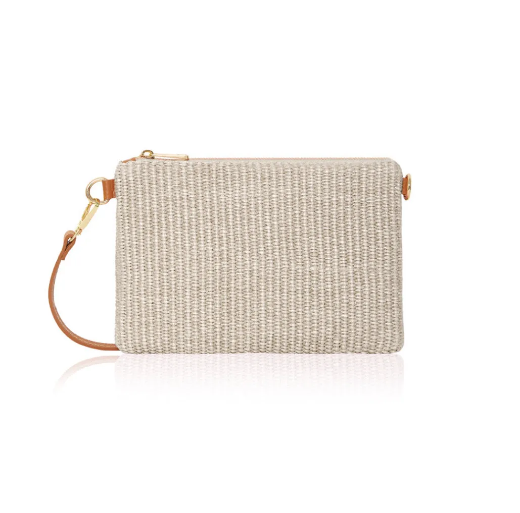 Raffia Woven Crossbody / Wristlet Bags | Cream