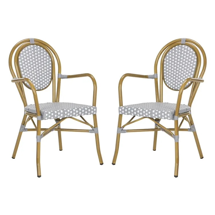 Rosen French Bistro Stacking Armchairs Set of 2 - Gray/White