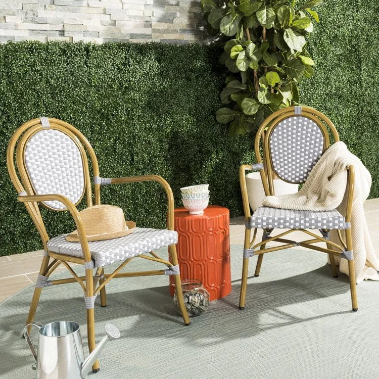 Rosen French Bistro Stacking Armchairs Set of 2 - Gray/White