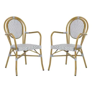 Rosen French Bistro Stacking Armchairs Set of 2 - Gray/White