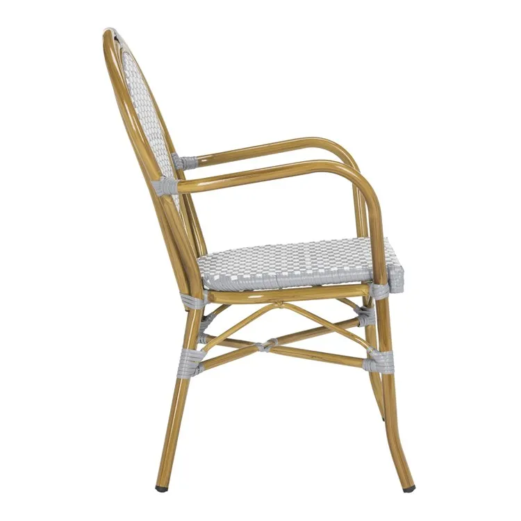 Rosen French Bistro Stacking Armchairs Set of 2 - Gray/White