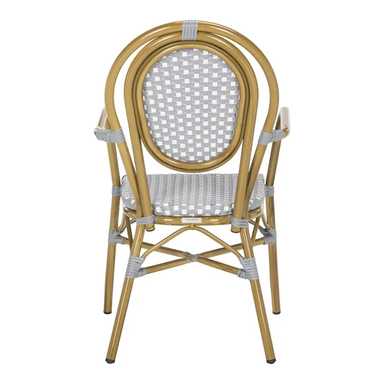 Rosen French Bistro Stacking Armchairs Set of 2 - Gray/White
