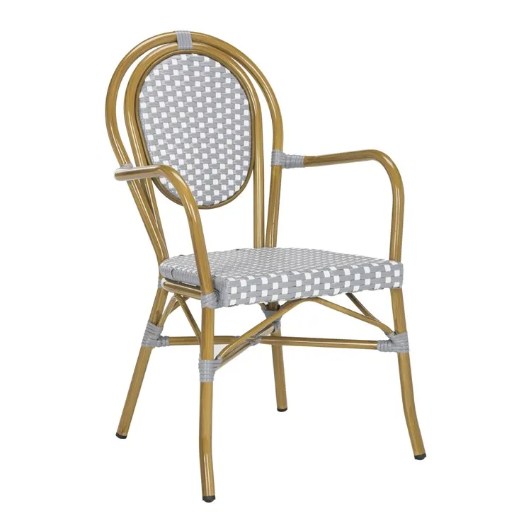 Rosen French Bistro Stacking Armchairs Set of 2 - Gray/White