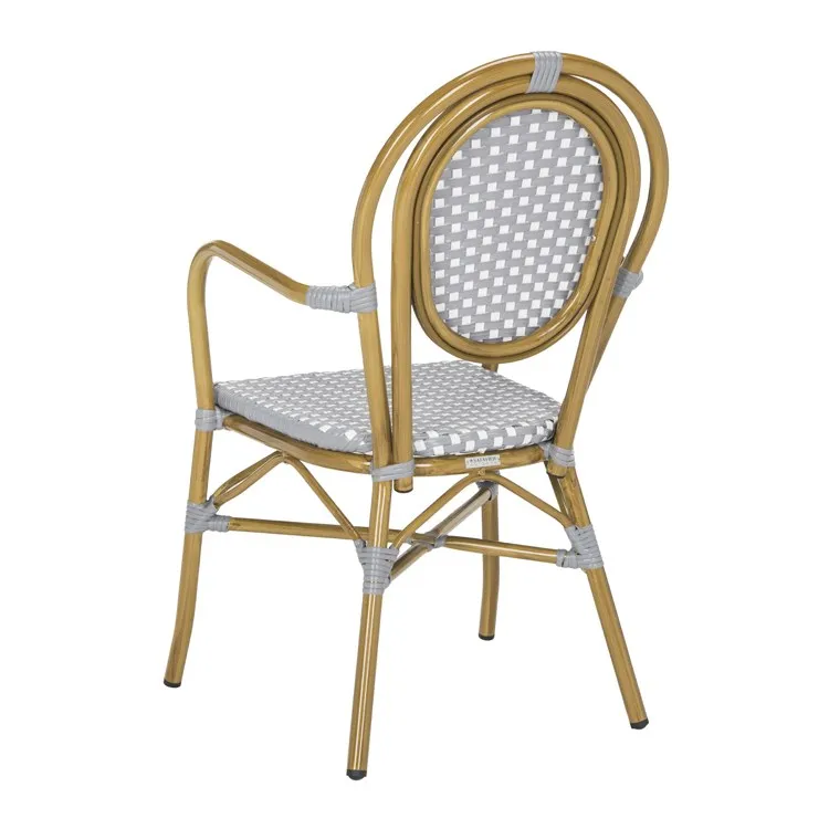Rosen French Bistro Stacking Armchairs Set of 2 - Gray/White