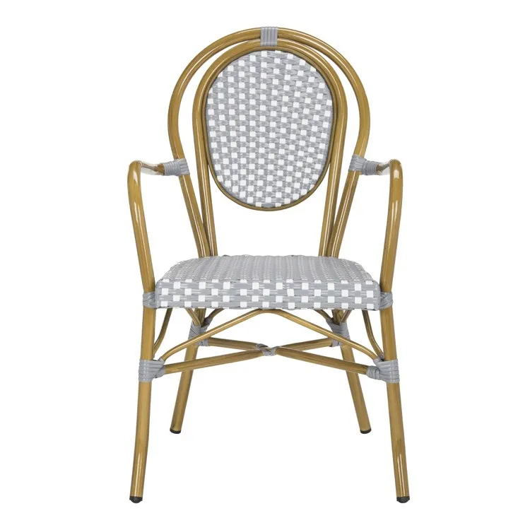 Rosen French Bistro Stacking Armchairs Set of 2 - Gray/White