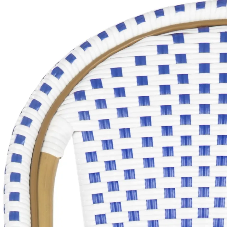 Salcha Indoor/Outdoor French Bistro Stacking Side Chairs Set of 2 - Blue/White/Light Brown