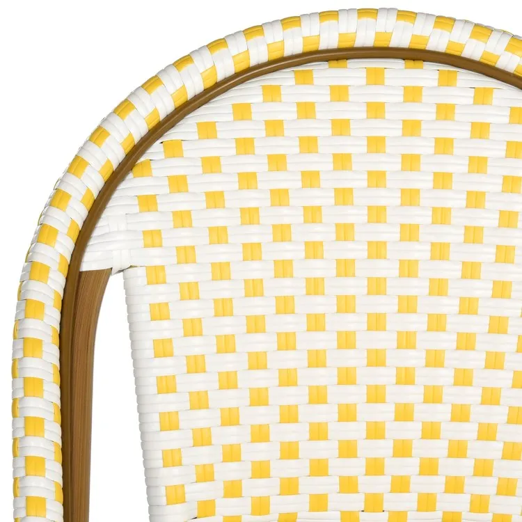Salcha Indoor/Outdoor French Bistro Stacking Side Chairs Set of 2 - Yellow/White/Light Brown