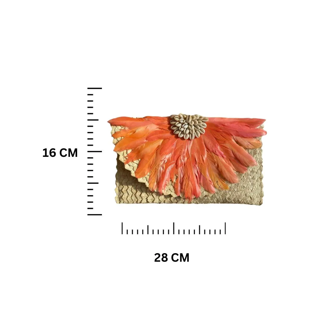 Shell Rattan Clutch | Orange