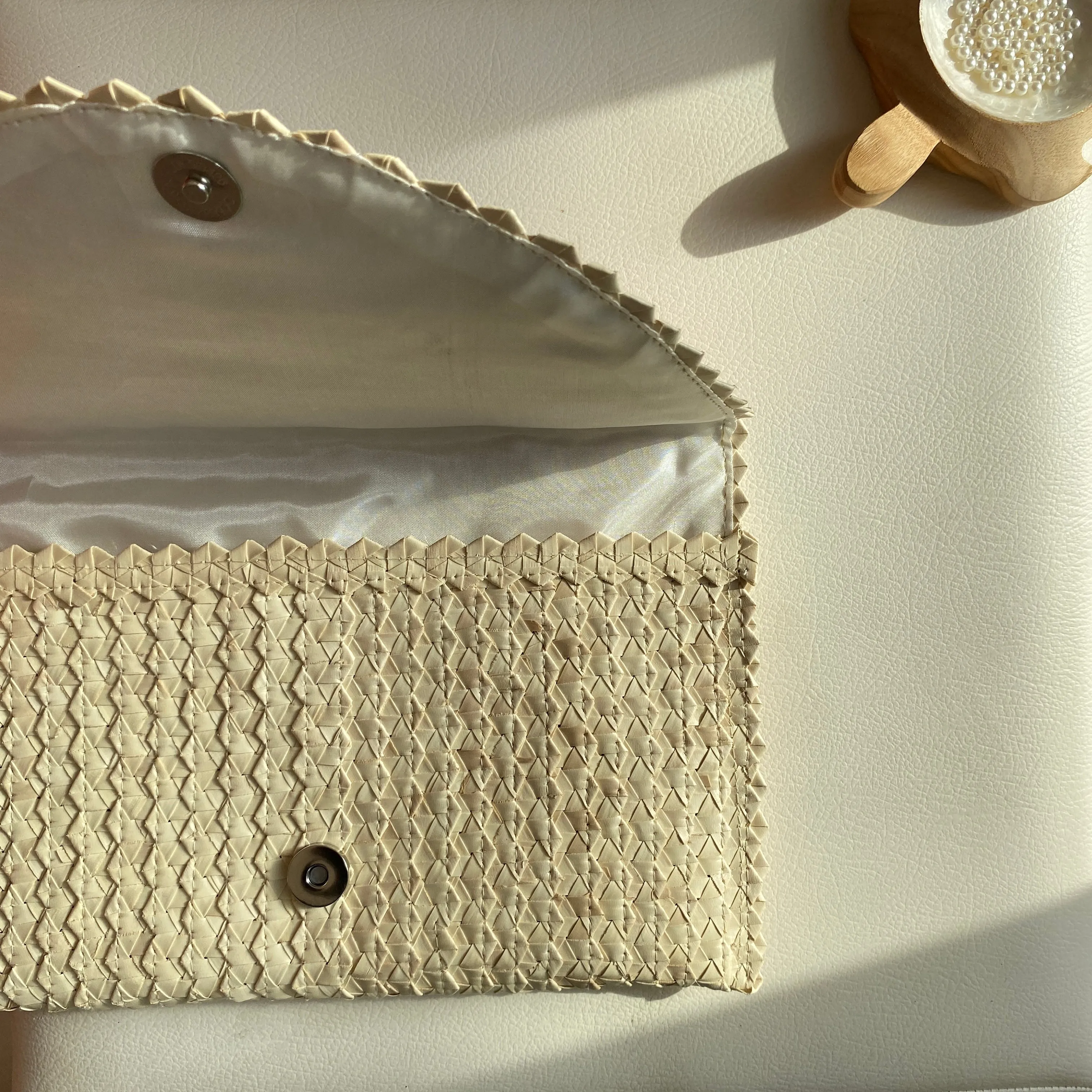 Shell Rattan Clutch | Orange